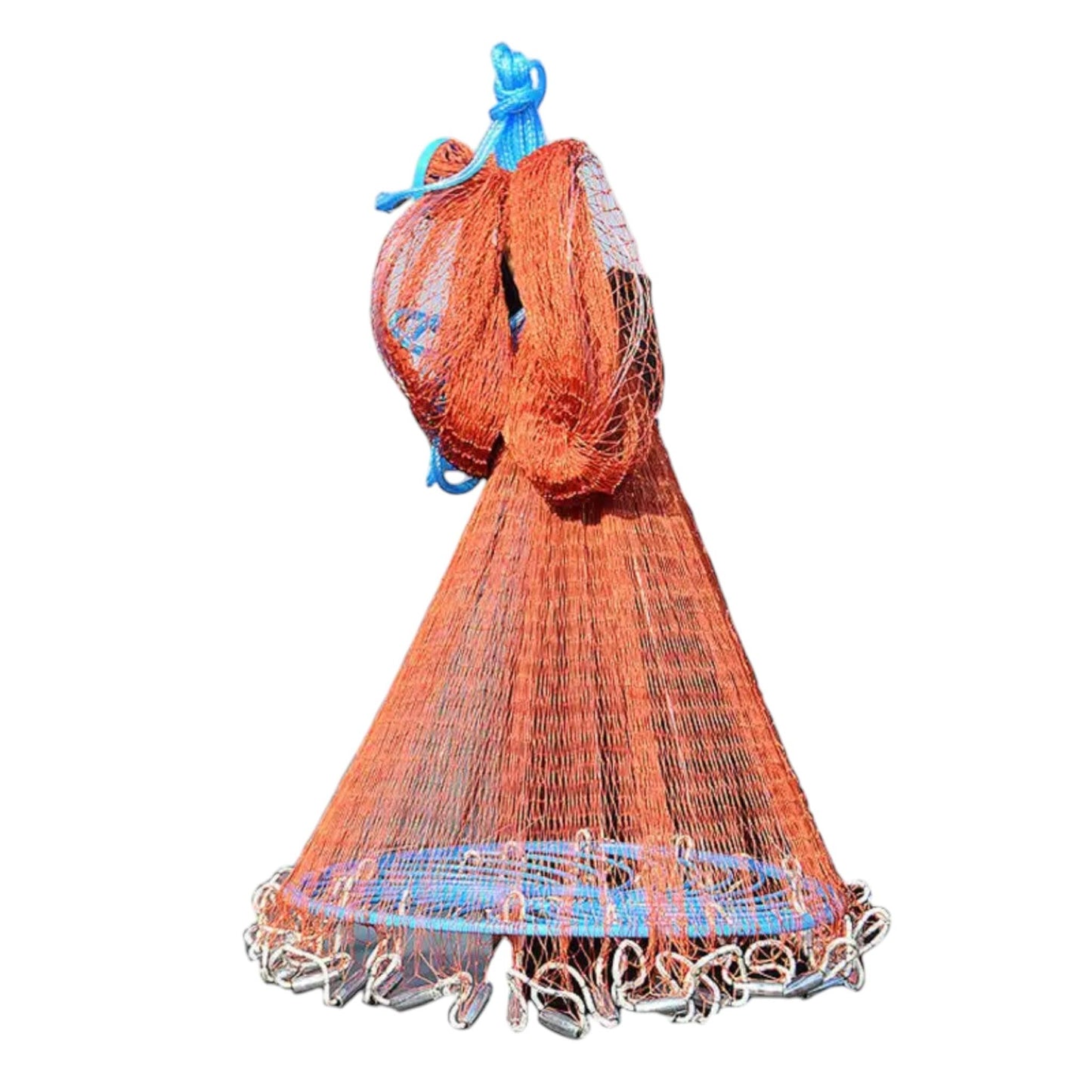 10ft fishing cast net with sinkers and rope.