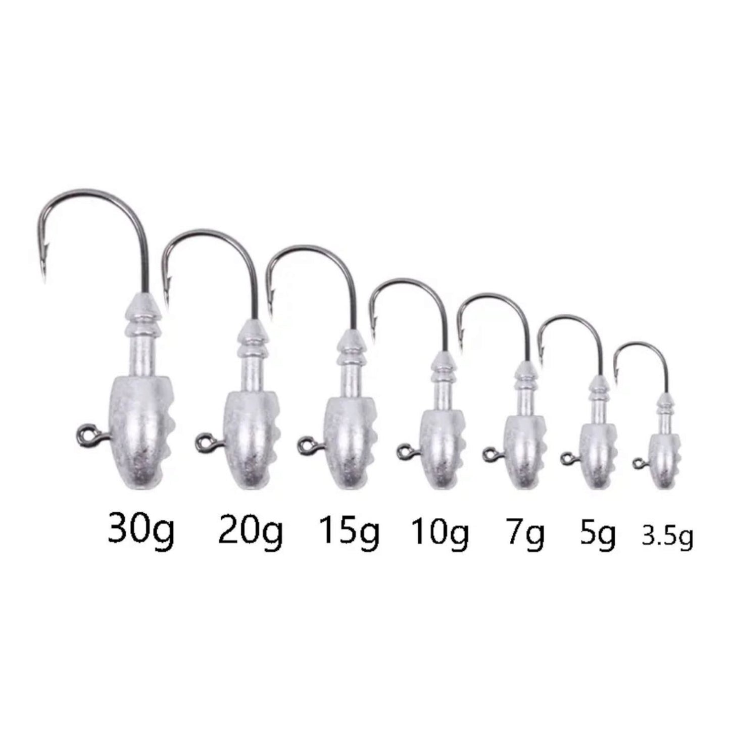 Anti-slip double barb detail on jig head for secure soft bait holding โ corrosion-resistant and perfect for pro anglers.