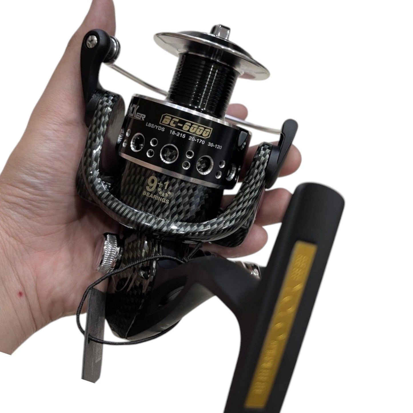 Yolo Black Cracker Spinning Reel โ Premium Graphite, 9 Ball Bearings, 5.1:1 Gear Ratio.