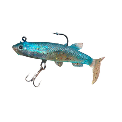 8cm Lifelike Fishing Lure, 2pcs Soft Bait with Glitter and Hooks.