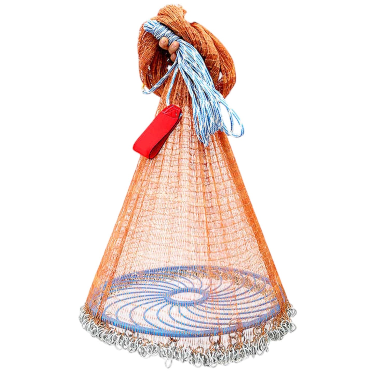 8ft hand-cast fishing net with durable nylon mesh and iron sinkers