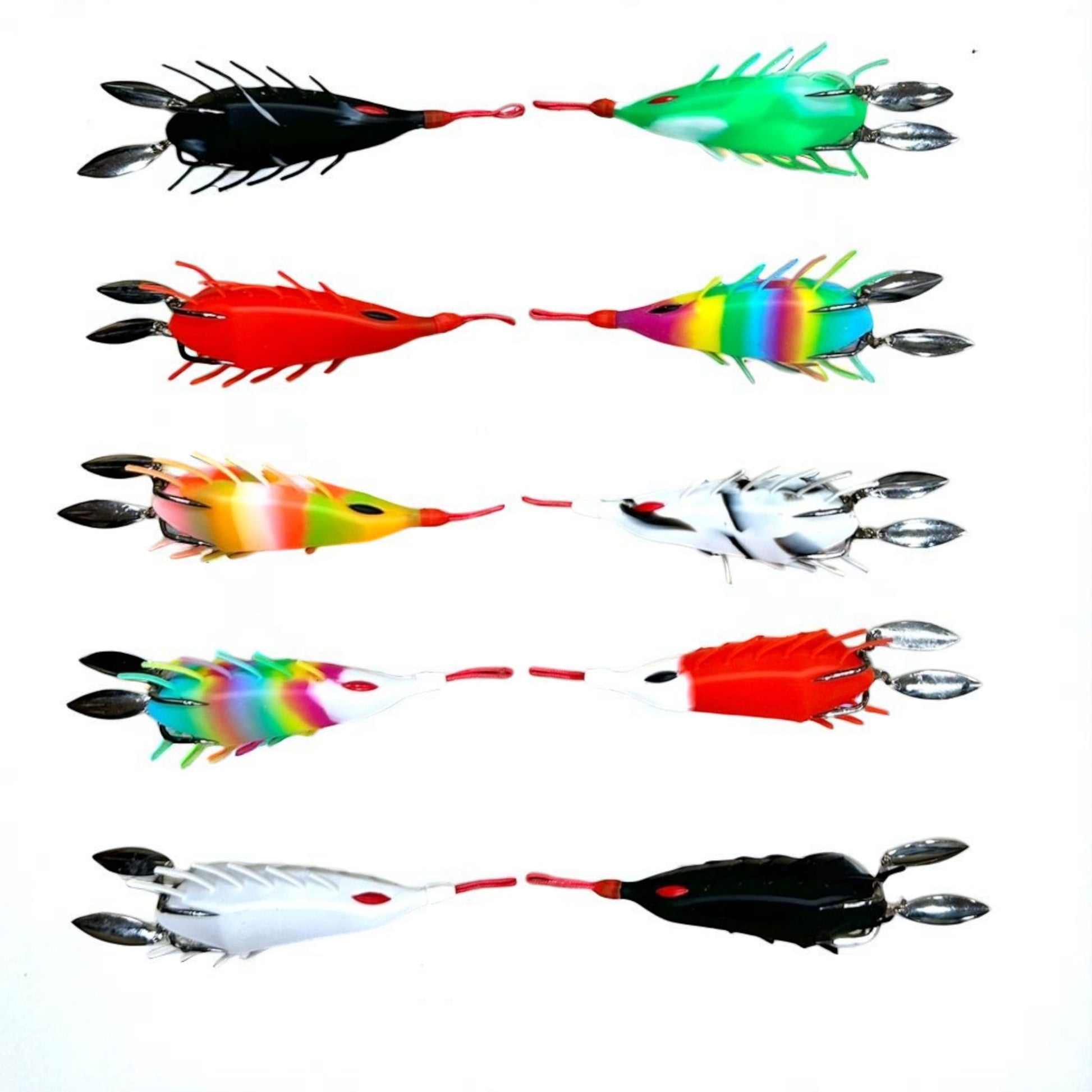 AYAKA Premium Rainbow Soft Frog Lures – Pack of 2 with lifelike topwater action, perfect for bass, snakehead, and pike fishing in freshwater and saltwater.
