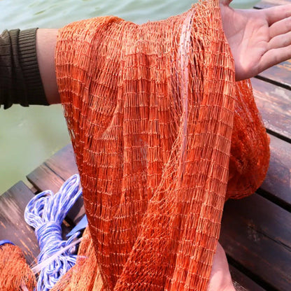 Close-up of the fishing cast net's strong nylon mesh