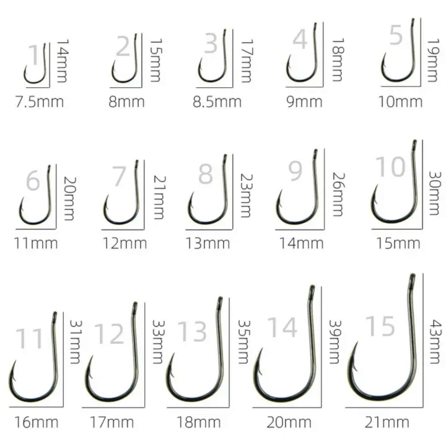 Chinu High Carbon Steel Hooks – 100pcs Box, Sizes 4 to 10.