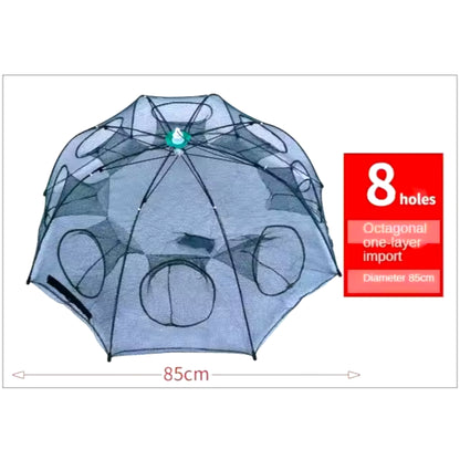 8-Hole Umbrella Crab Trap Net Side View for Crabs and Shrimps
