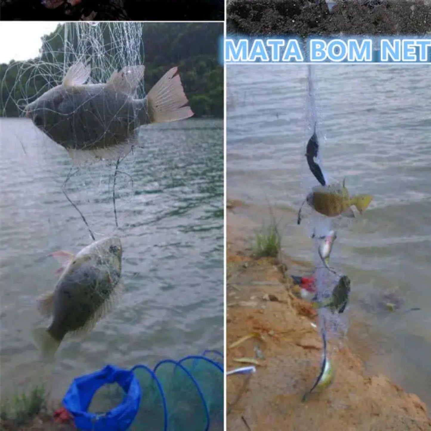 Bom Net with Feeder – Lightweight Net for Catching Fish & Crabs Under 1kg.