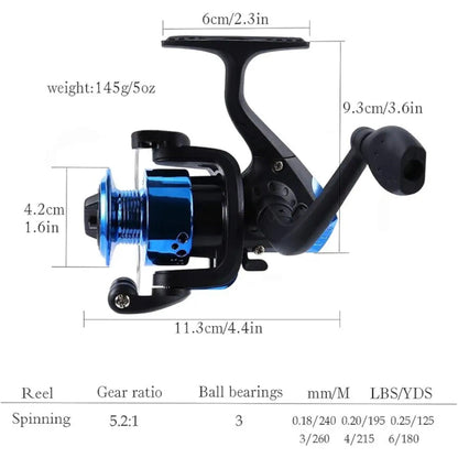 Mini 200 Series Spinning Reel – Compact, Lightweight, and Durable.