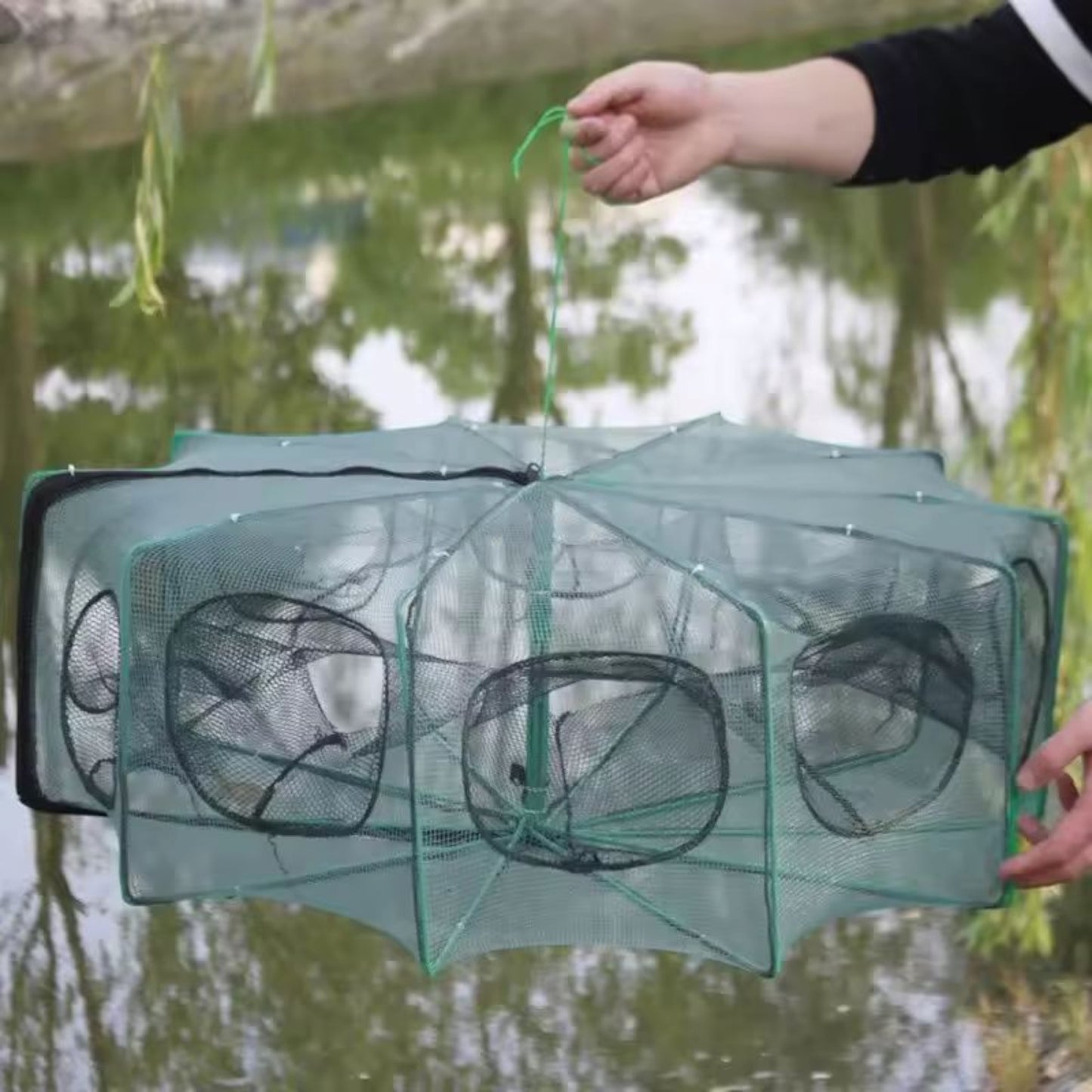 Automatic Foldable Fishing Trap Net – Portable Umbrella-Style Cage for Fish, Crabs, Shrimp, and Other Aquatic Creatures 8Hole