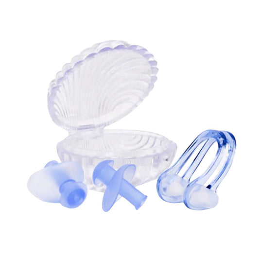 Silicone swimming earplugs and nose clip set with protective storage case