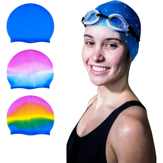 Women's Multi-Color Silicone Swim Cap – Stylish & Comfortable
